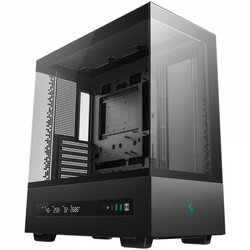 DeepCool CH690 DIGITAL, Mid Tower, Mini-ITX/Micro-ATX/ATX, 2xUSB3.0, 1xType-C, 1xAudio, Tempered Glass, Mesh Panels, Digital Display, GPU Support Arm, Black, 2Y, R-CH690-BKNNA0D-G-1