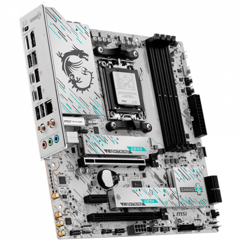 MSI B850M GAMING PLUS WIFI, mATX, Socket AM5, 4x DDR5 Dual Channel DDR5 up to 8200(OC)MHz, 2x PCIe x16 slot, 2x M.2 slot, 3x USB 5Gbps, 3x USB 10Gbps, 2x USB 10Gbps Type-C, HDMI, DP, 7.1 HD Audio, 5G LAN, WiFI 7, BT, 3Y