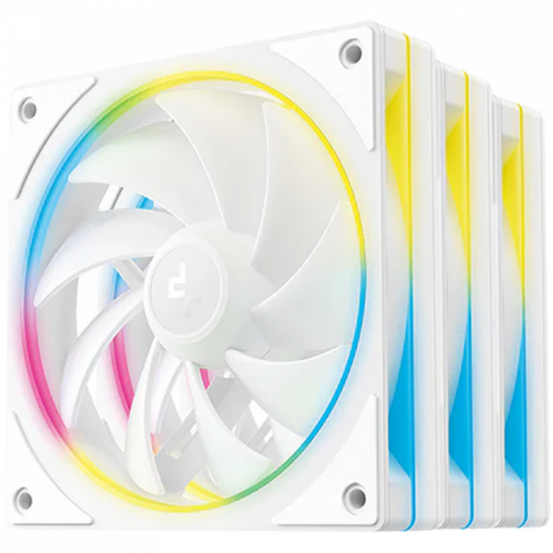DeepCool FL12 SE 3IN1 WH, 3x120mm ARGB Fans, 8-pin Cable, PWM, Fluid Dynamic Bearing, PBT, 3 pack, ARGB Halo, White, R-FL12SE-WHAPN3-G, 3Y