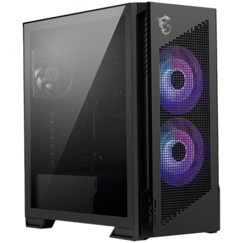 MSI MPG VELOX 300R AIRFLOW PZ, Mid-Tower, E_ATX/ATX(Back-connect supported)/M-ATX/ITX, 2x USB 3.2, 1x USB Type-C 20Gbs, 1x Audio/Mic, LED Button, ARGB Fan Hub, 2x 160mm ARGB + 1x 120mm Black Dual Layer Blades Fans, Mesh Panel, Tempered Glass, Black