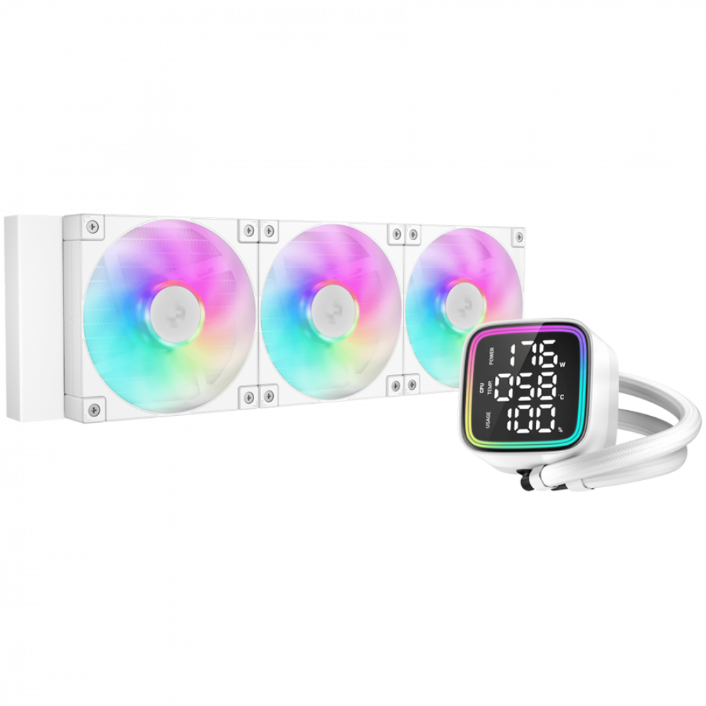 DeepCool LD360 WH, 360mm CPU Liquid Cooler, 3x120mm ARGB PWM Fans, Anti-Leak Technology, Addressable RGB LED, Hydro Bearing, White LGA1851/1700/1200/1151/1150/1155, AMD AM5/AM4, R-LD360-WHDMMN-G-1, 3Y