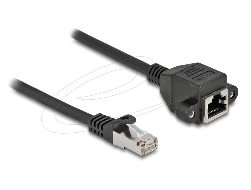 Delock Мрежов кабел удължителен S/FTP RJ45 мъжко към RJ45 женско, Cat. 6A, 25 cm, черен - Image 2