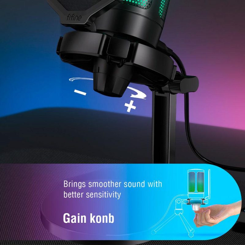 Настолен микрофон FIFINE A6NEO RGB - Black - Image 6