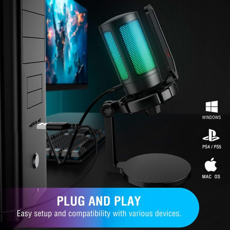 Настолен микрофон FIFINE A6NEO RGB - Black - Image 2