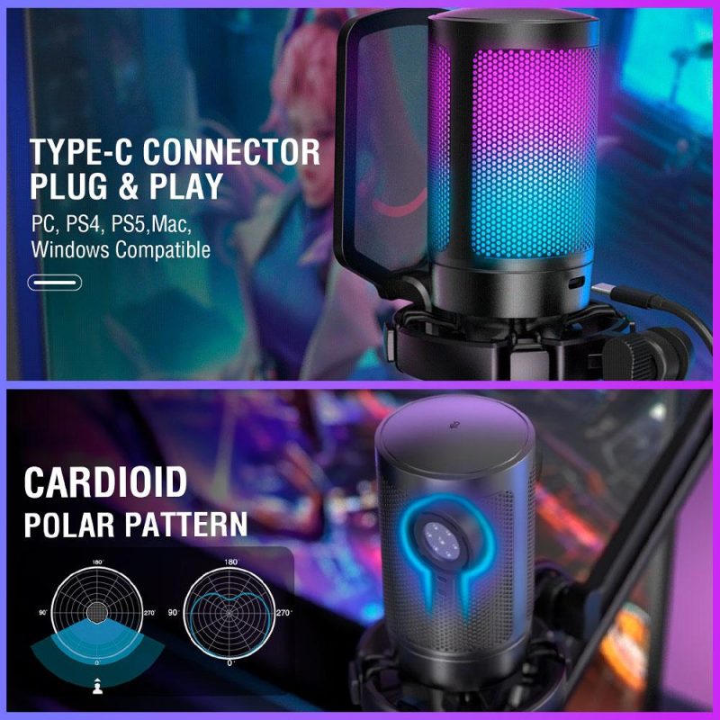 Микрофон със стойка FIFINE A6T RGB - Black - Image 11