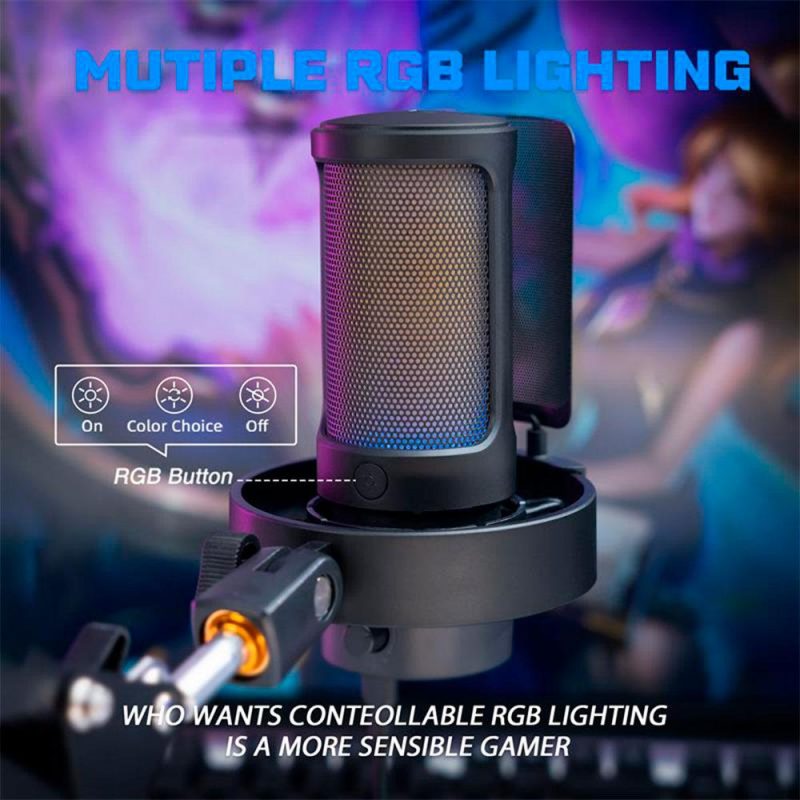 Микрофон със стойка FIFINE A8T RGB - Black - Image 7