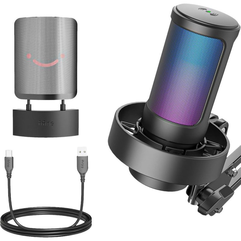 Микрофон със стойка FIFINE A8T RGB - Black - Image 5