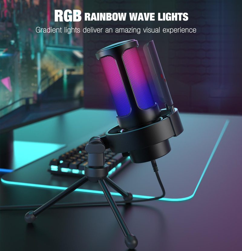 Настолен микрофон FIFINE A8V RGB - Black - Image 5