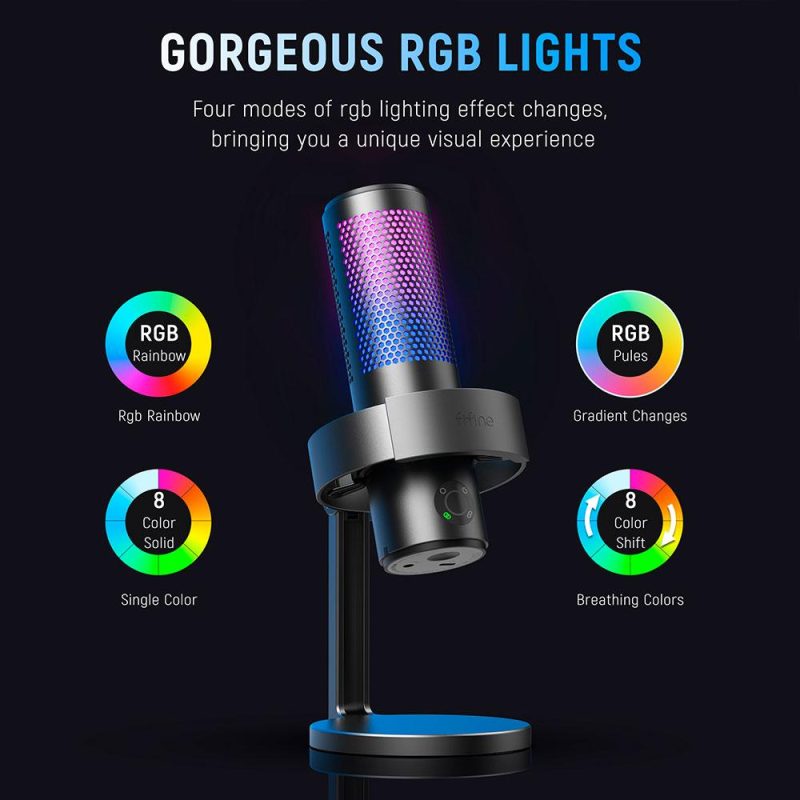 Настолен микрофон FIFINE A9 RGB 4 Polar Patterns- Black - Image 7