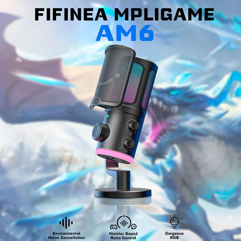 Настолен микрофон FIFINE AM6 RGB - Black - Image 7