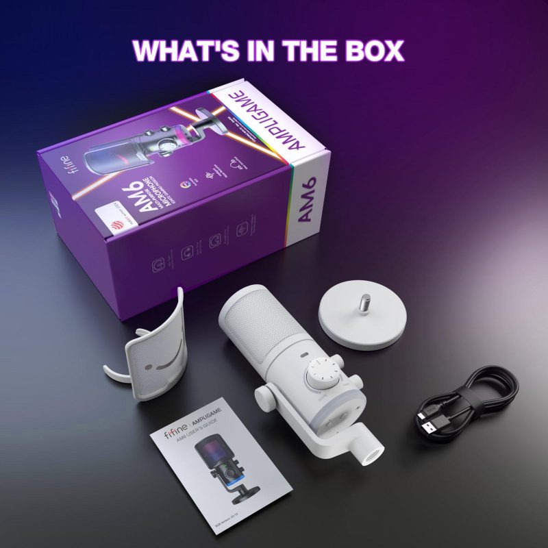 Настолен микрофон FIFINE AM6 RGB - White - Image 6