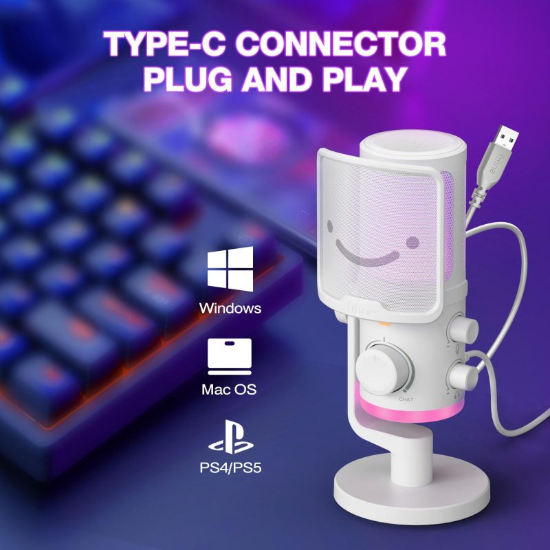 Настолен микрофон FIFINE AM6 RGB - White - Image 5