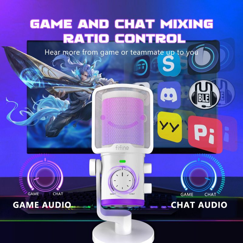 Настолен микрофон FIFINE AM6 RGB - White - Image 4