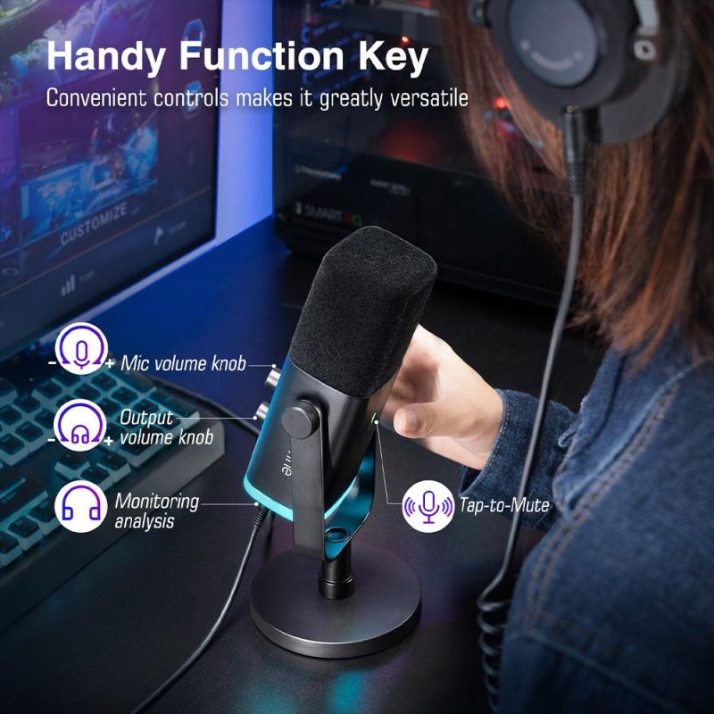Настолен микрофон FIFINE AM8 Dynamic RGB XLR/USB- Black - Image 7