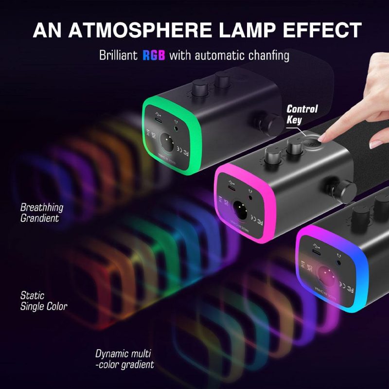 Настолен микрофон FIFINE AM8 Dynamic RGB XLR/USB- Black - Image 5