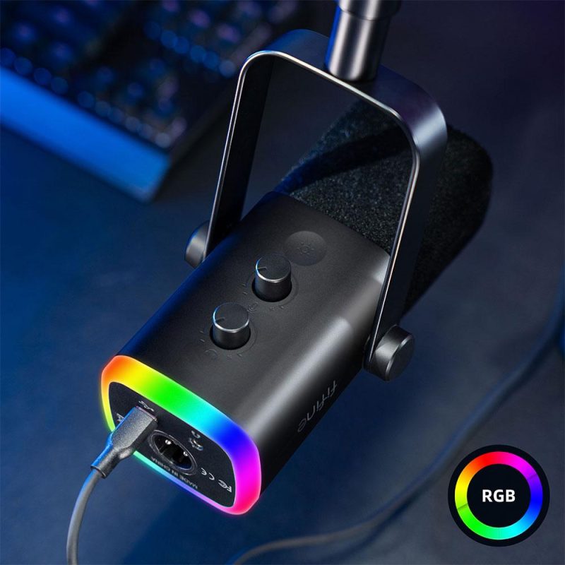 Микрофон със стойка FIFINE AM8T Dynamic RGB - Black - Image 5