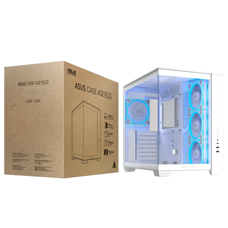 Кутия ASUS A32 PLUS Tempered Glass + 4 ARGB Вентилатора - White - Image 16