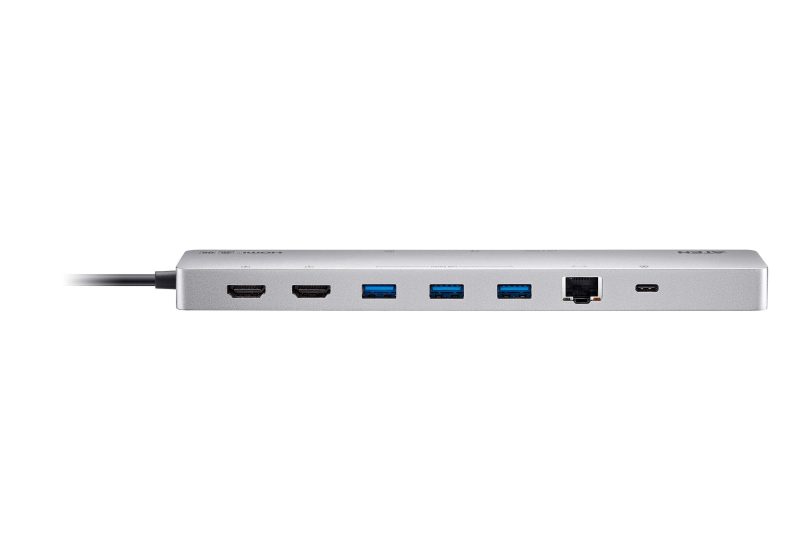 ATEN Докинг 11-in-1 USB-C Multiport Dock + Power Pass-Through, 2 x HDMI, LAN,3.5mm, USB-C, SD Card , microSD, 3 x USB 3.2 - Image 2