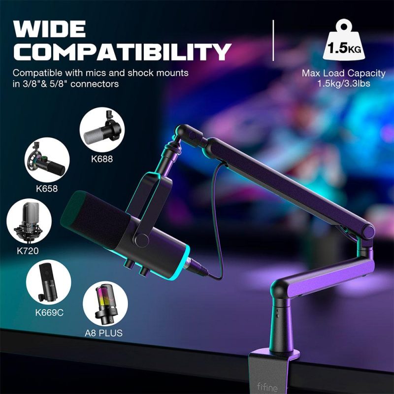 Стойка за микрофон FIFINE BM88 High End Boom Arm Stand - Image 6