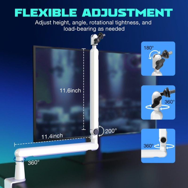 Стойка за микрофон FIFINE BM88 White High End Boom Arm Stand - Image 6