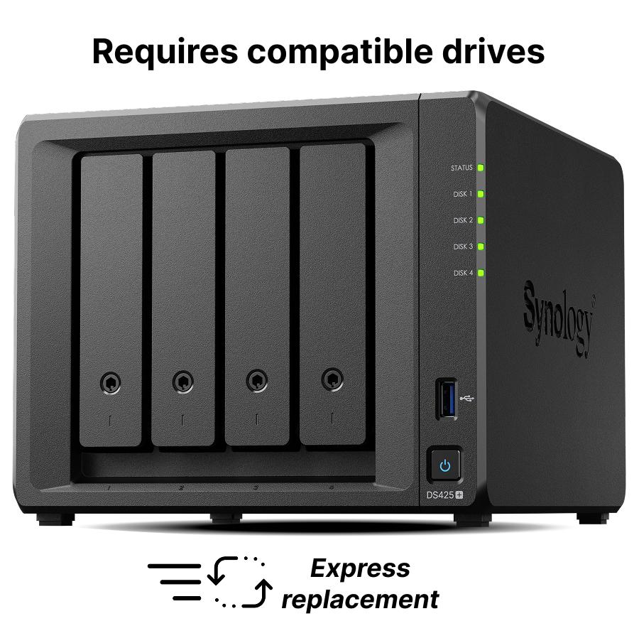 Мрежов сторидж NAS Synology DS425+,4-bay за 3.5" 2.5", 2 x M.2 NVMe
