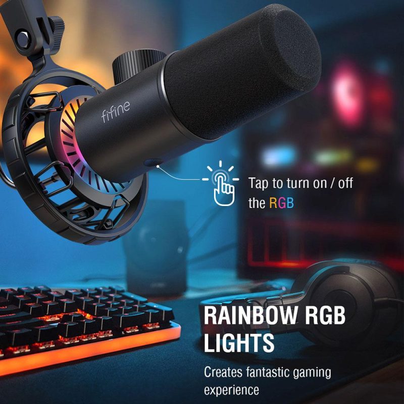 Настолен микрофон FIFINE K658 Dynamic RGB - Black - Image 10