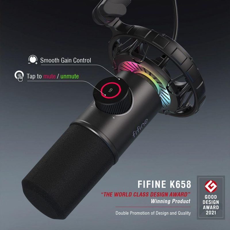 Настолен микрофон FIFINE K658 Dynamic RGB - Black - Image 5