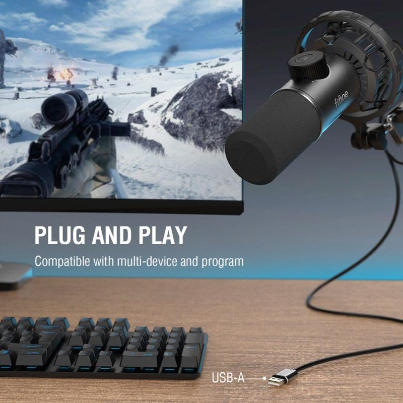 Настолен микрофон FIFINE K658 Dynamic RGB - Black - Image 9