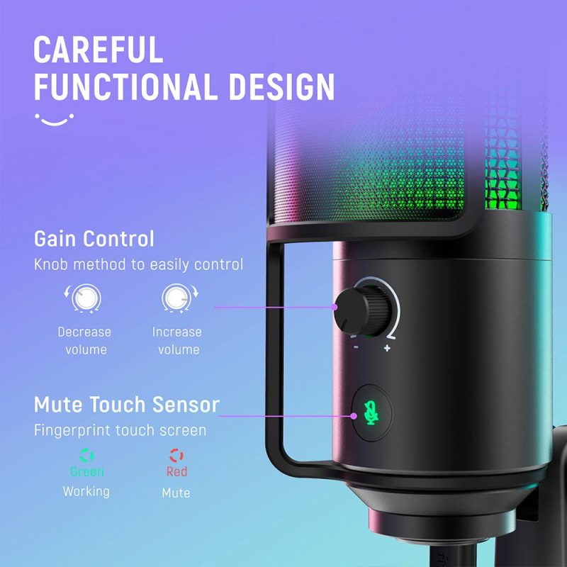Настолен микрофон FIFINE K669 PRO2 RGB - Black - Image 8