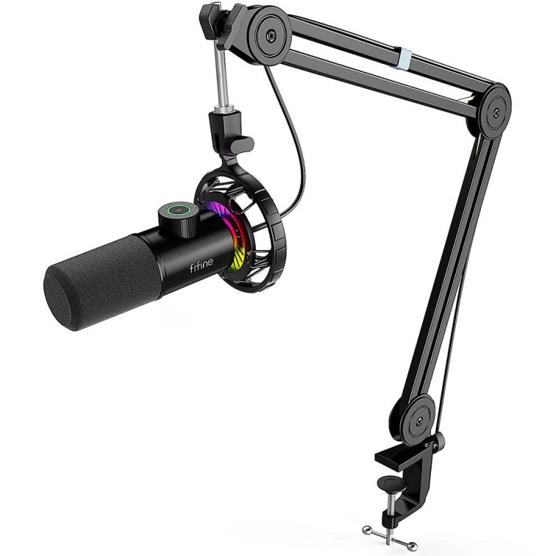 Микрофон със стойка FIFINE T658 Dynamic RGB - Black - Image 2