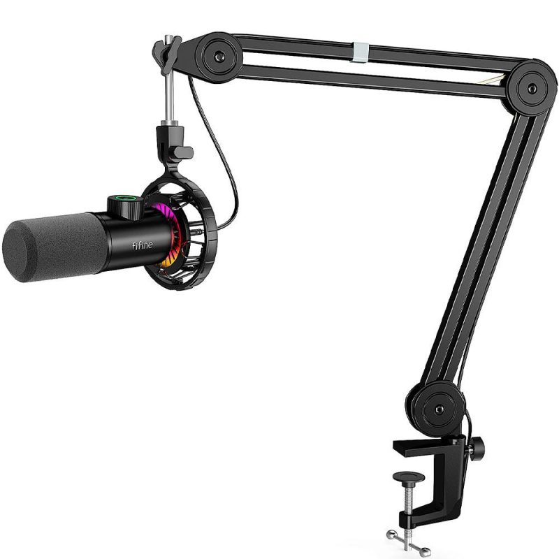 Микрофон със стойка FIFINE T658 Dynamic RGB - Black - Image 3