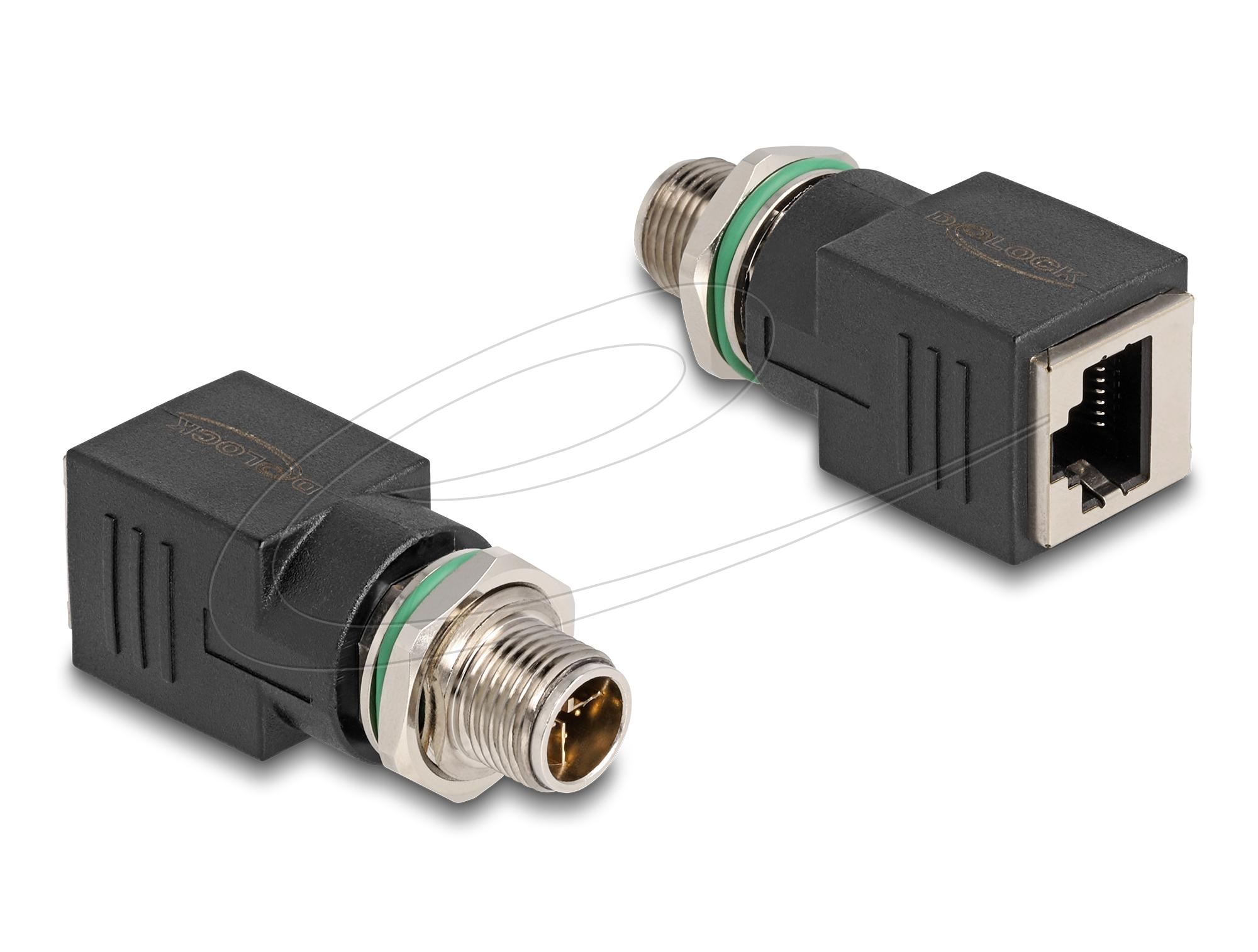 Адаптер Delock X-coded 8 pin мъжко към RJ45 jack straight