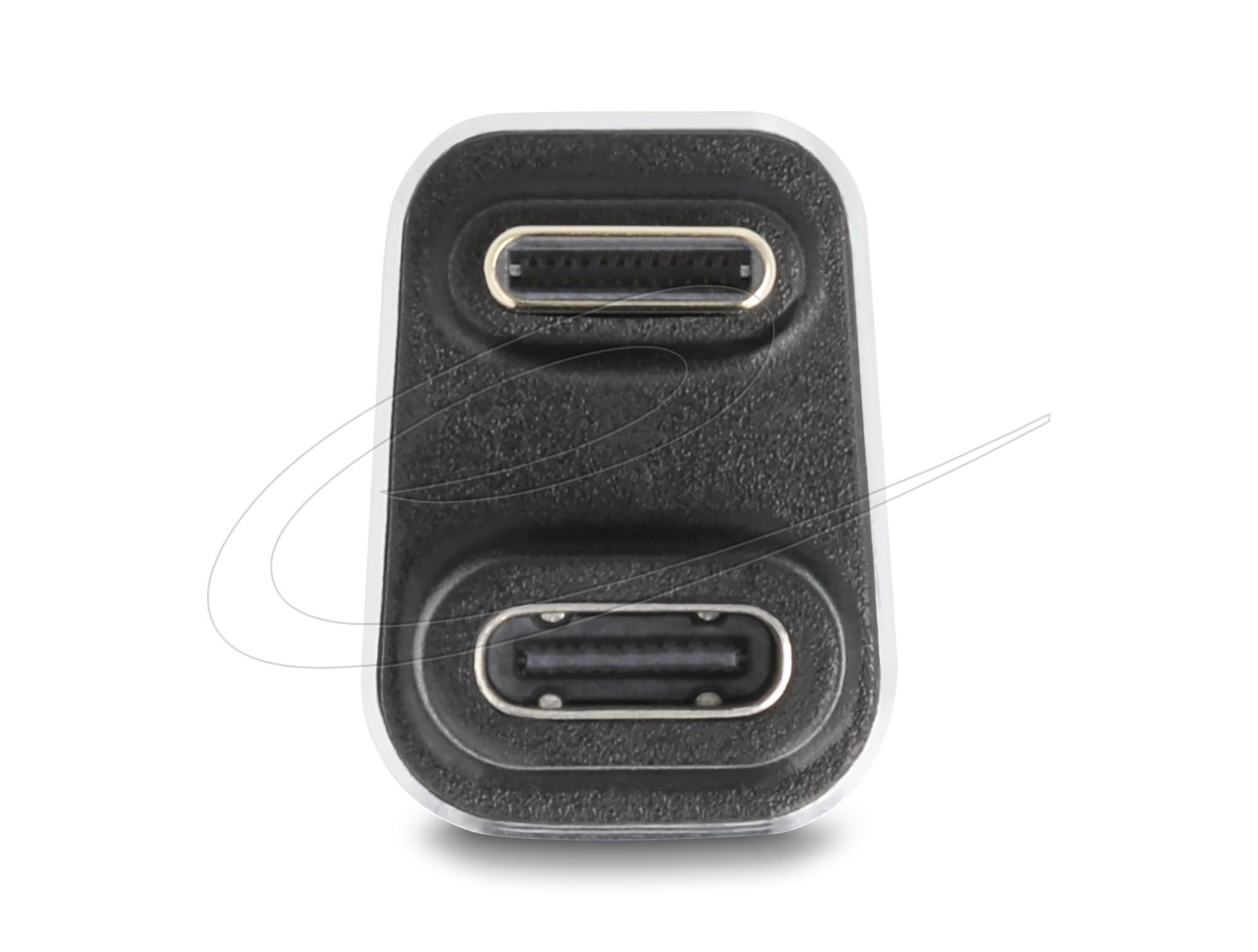 Delock Адаптер USB-C мъжко към женско USB-C, под 180° , 40 Gbps PD 3.1 240 W , U-образен 8K 60 Hz metal - Image 2