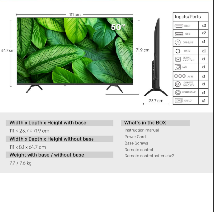 METZ Телевизор 50" UHD LED SMART TV, 4K Ultra HD, Google TV, Frameless - Image 5