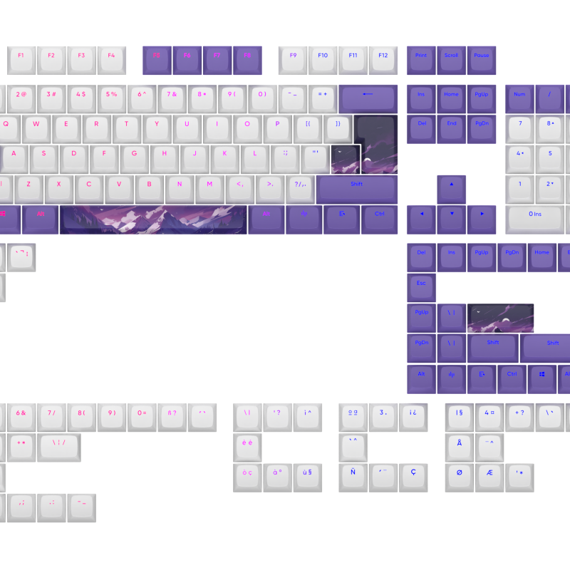Капачки за механична клавиатура Dark Project - Violet Horizons PBT - ANSI & ISO