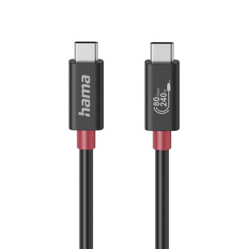 HAMA Кабел USB-C еMarker, USB 4 Gen 4, 80 Gbit/s, 1 м, 5 A, 240 W ,черен
