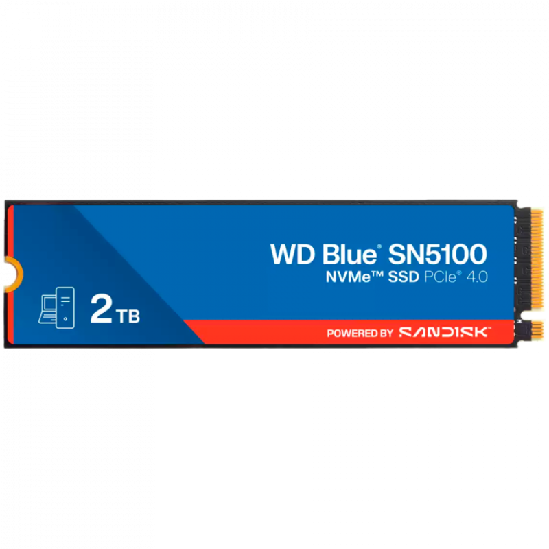 SSD POWERED BY SANDISK WD Blue SN5100 2TB M.2 2280 PCIe Gen4 x4 NVMe QLC 3D, Read/Write: 7100/6700 MBps, IOPS 1000K/1300K, TBW: 900