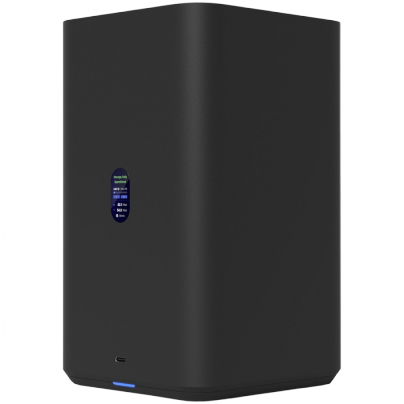 Ubiquiti UniFi UNAS-2-W-EU Network Attached Storage with (2) 3.5inch HDD bays, 2.5 GbE networking, USB-C connectivity, and an included PoE++ adapter, all in a compact footprint, black