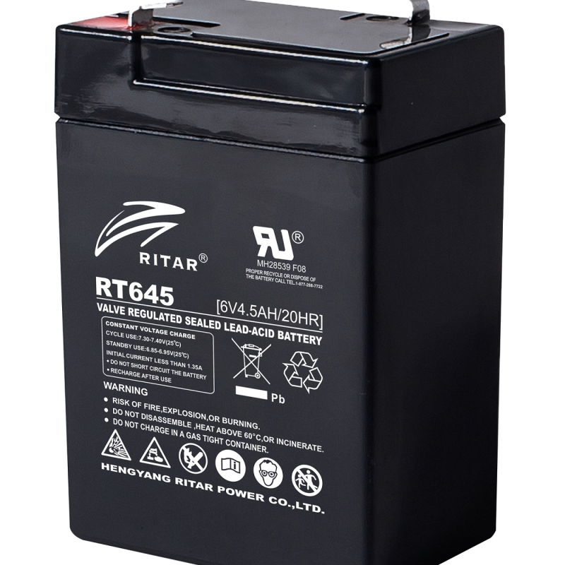 Оловна батерия RITAR, (RT645) AGM, 6V, 4.5Ah, 70/ 47/ 99mm, Терминал1