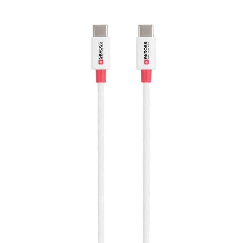 Кабел Skross, USB-C - USB-C 2.0 мъжко, 0.15 м, Бял