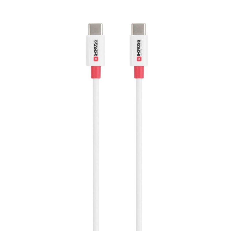 Кабел Skross, USB-C - USB-C 2.0 мъжко, 0.15 м, Бял