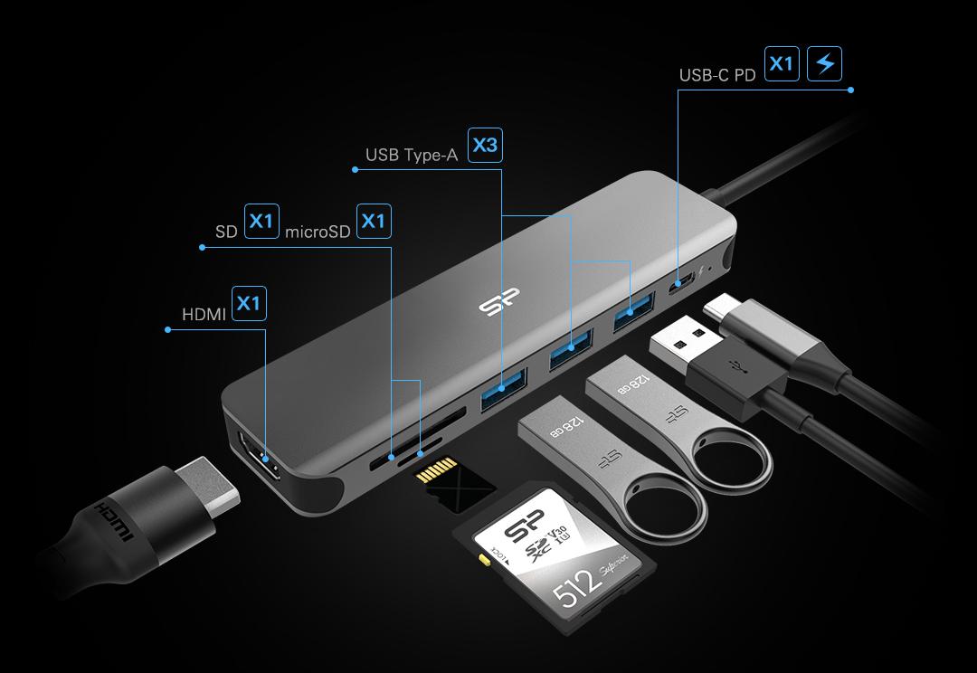 Докинг станция Silicon Power Boost SU20, 7 в 1, USB-C - Image 4
