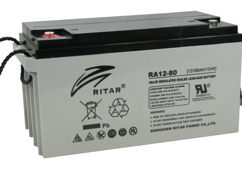 Оловна батерия RITAR (RA12-80), AGM, 12V, 80 Ah, 350/ 167/ 182 mm, Терминал F11(M6)