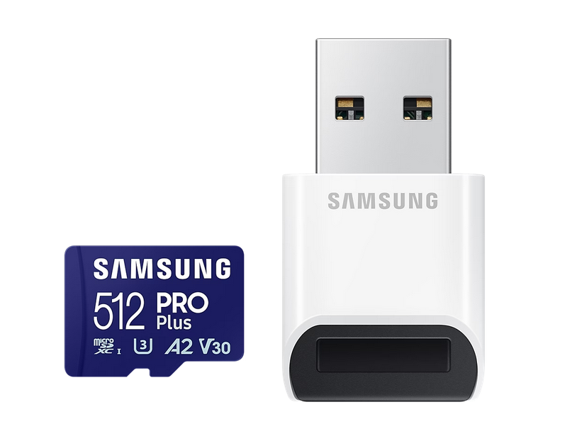 Карта памет Samsung PRO Plus, microSDXC, UHS-I, 512GB, Адаптер, USB четец