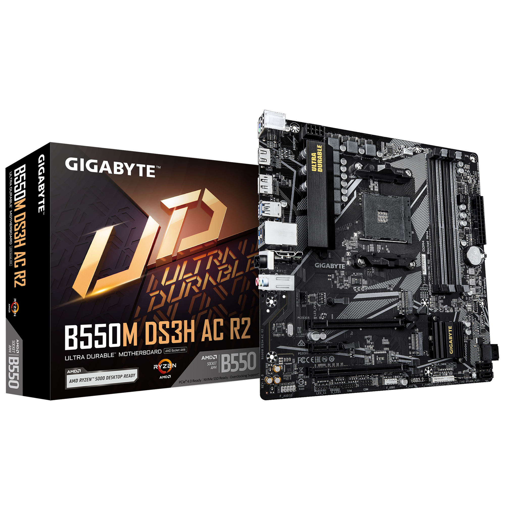 Дънна платка GIGABYTE B550M DS3H AC R2 Socket AM4 - Image 4