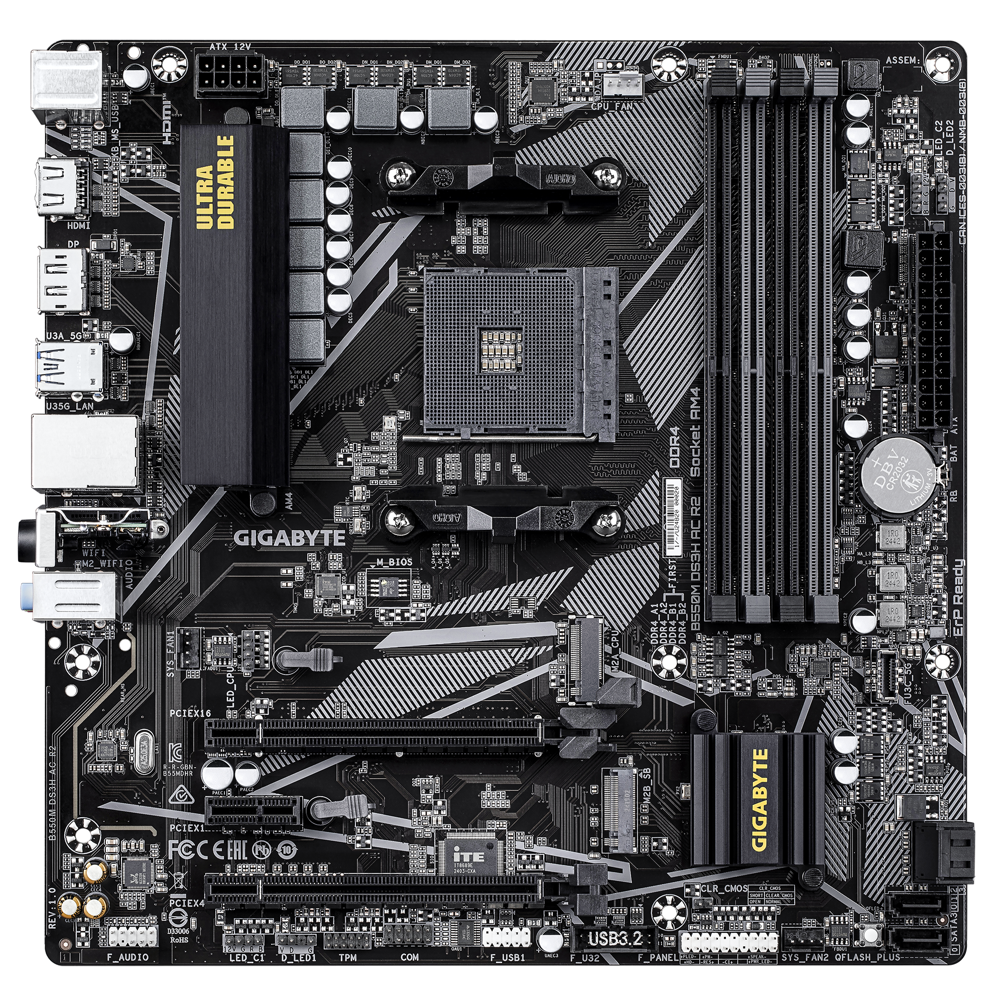 Дънна платка GIGABYTE B550M DS3H AC R2 Socket AM4