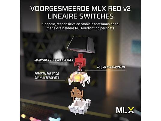 Геймърскa безжична/блутут механична клавиатура Corsair K70 CORE TKL RGB, Corsair MLX Red суич - Image 2