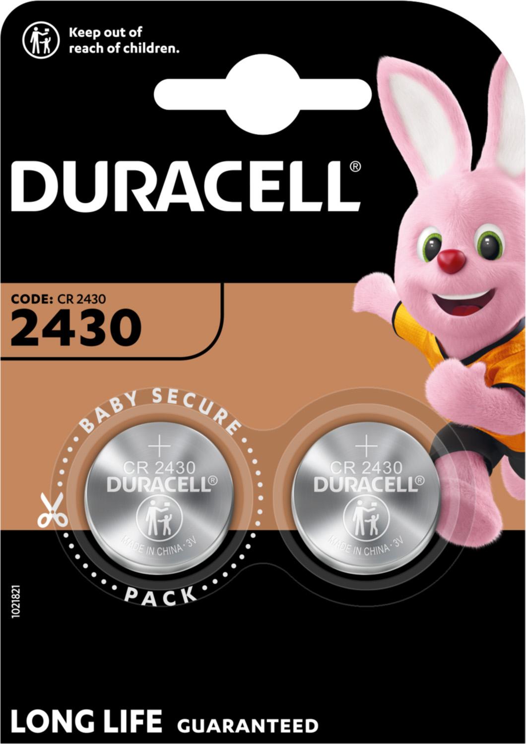 Бутонна батерия литиева DURACELL CR2430, 3V,  2 бр. в блистер, цена за 2 бр. батерии