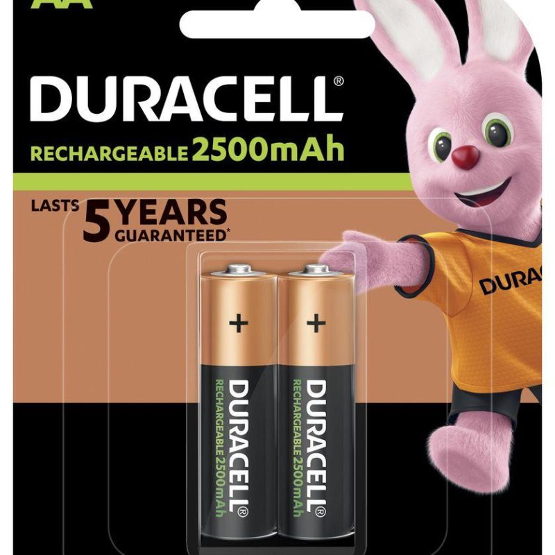 Акумулаторна батерия DURACELL R6 AA, 2500mAh NiMH, 1.2V, 2 бр. в опаковка