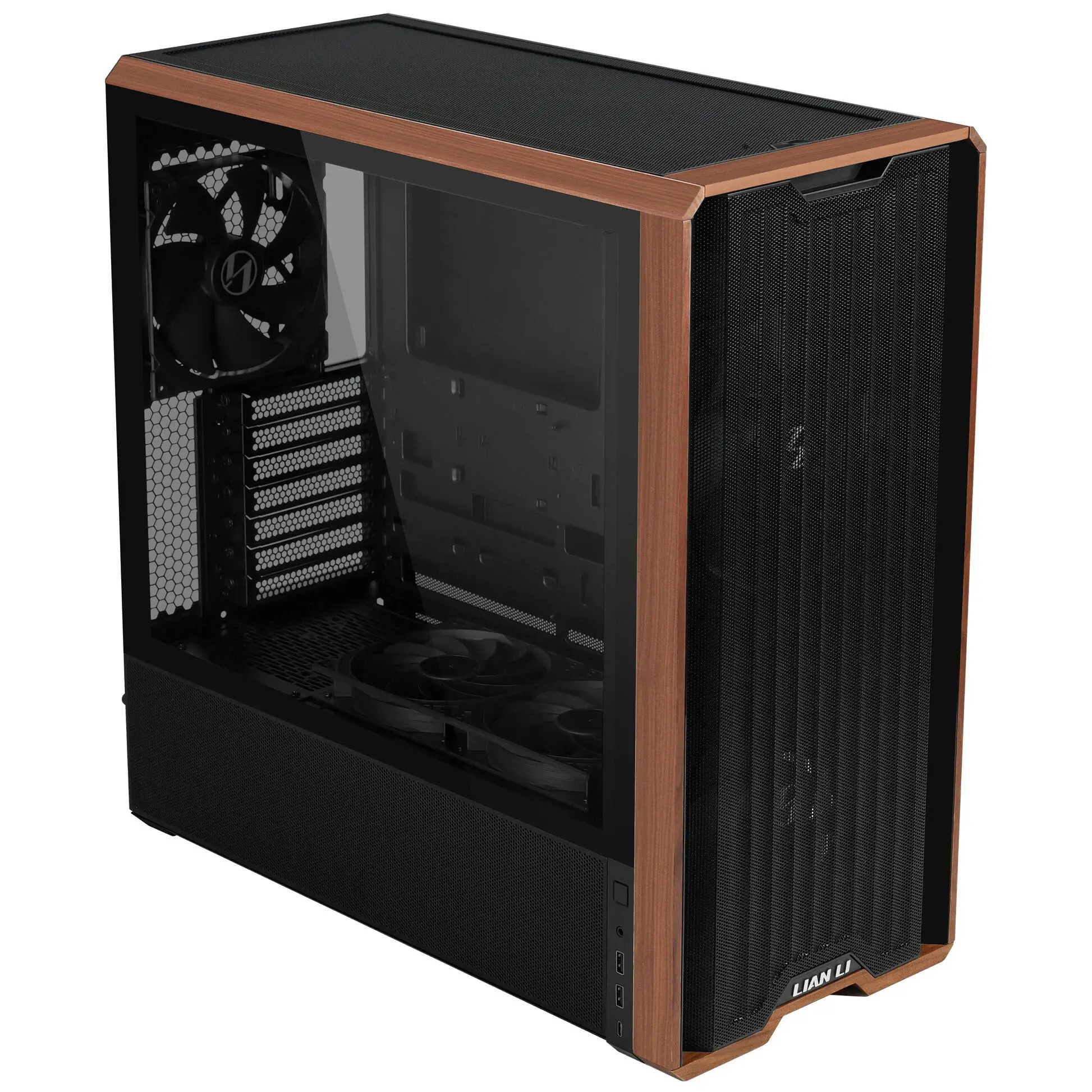 Кутия Lian-Li LANCOOL 217 Mid-Tower, Tempered Glass, Wood-Black - Image 2